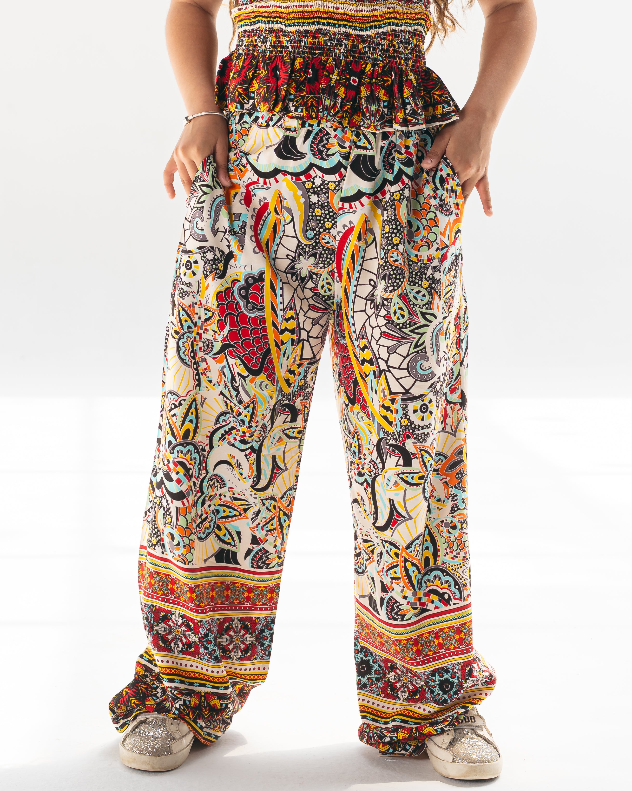 Flowy patterned set-Red