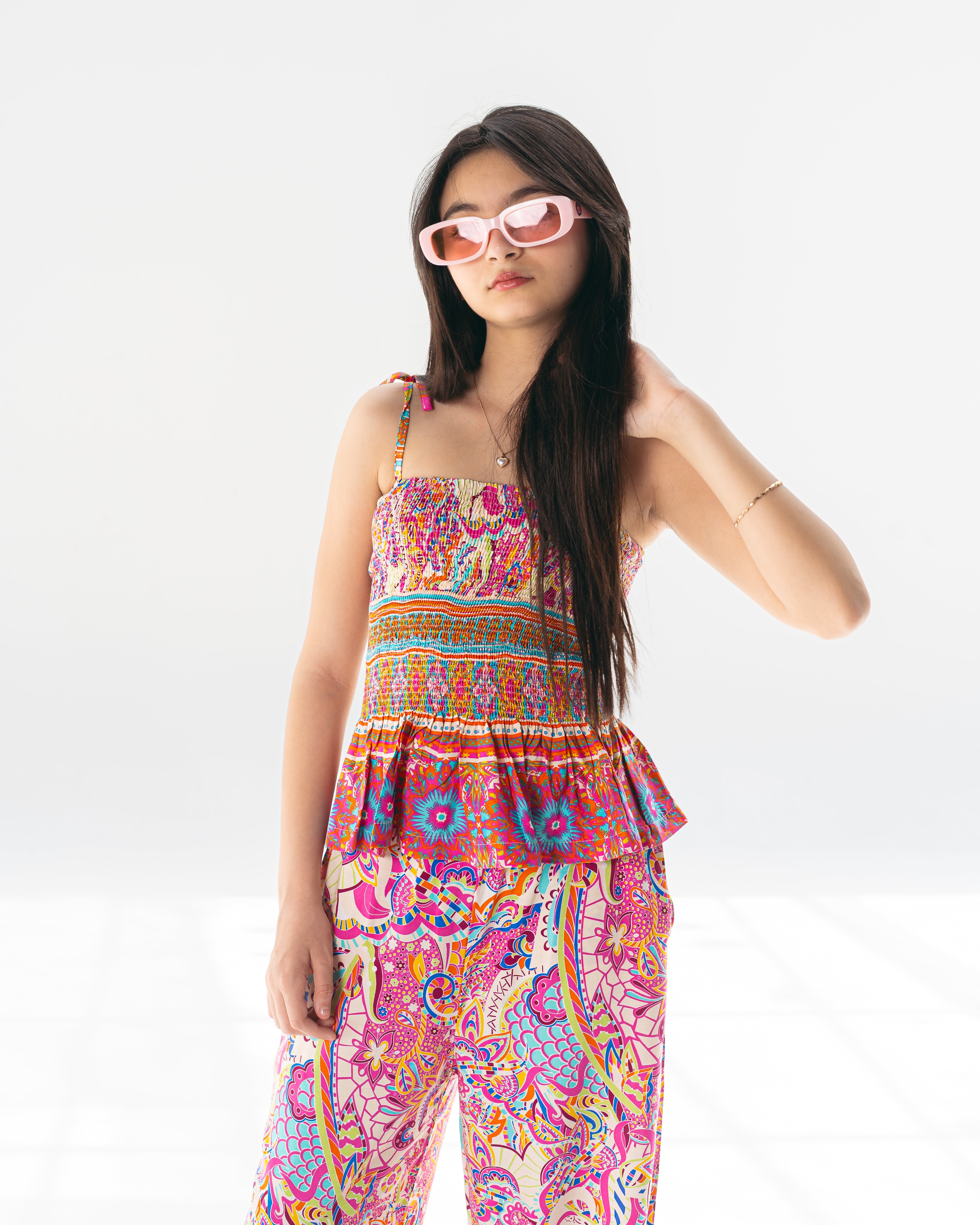 Flowy patterned set-Pink