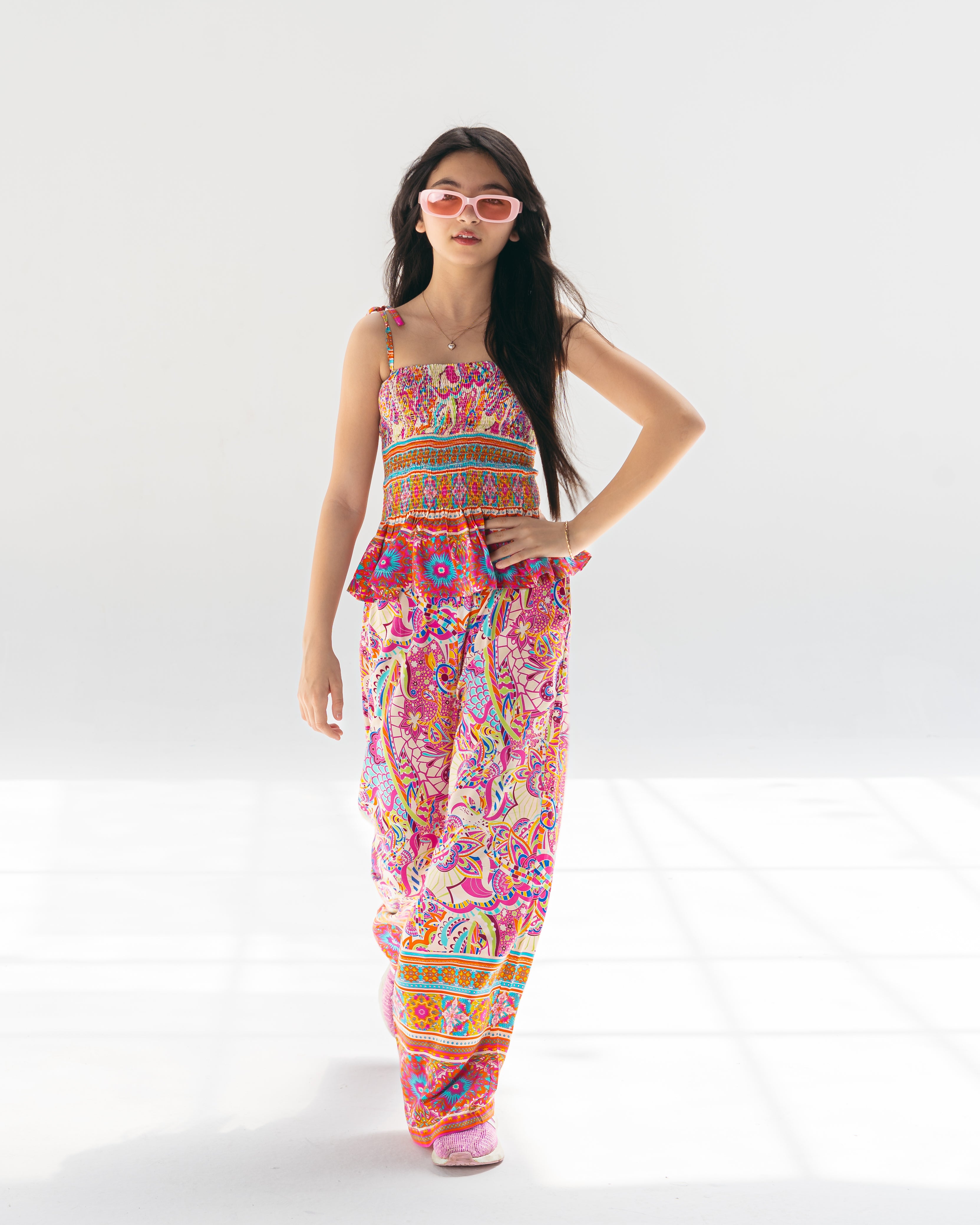 Flowy patterned set-Pink