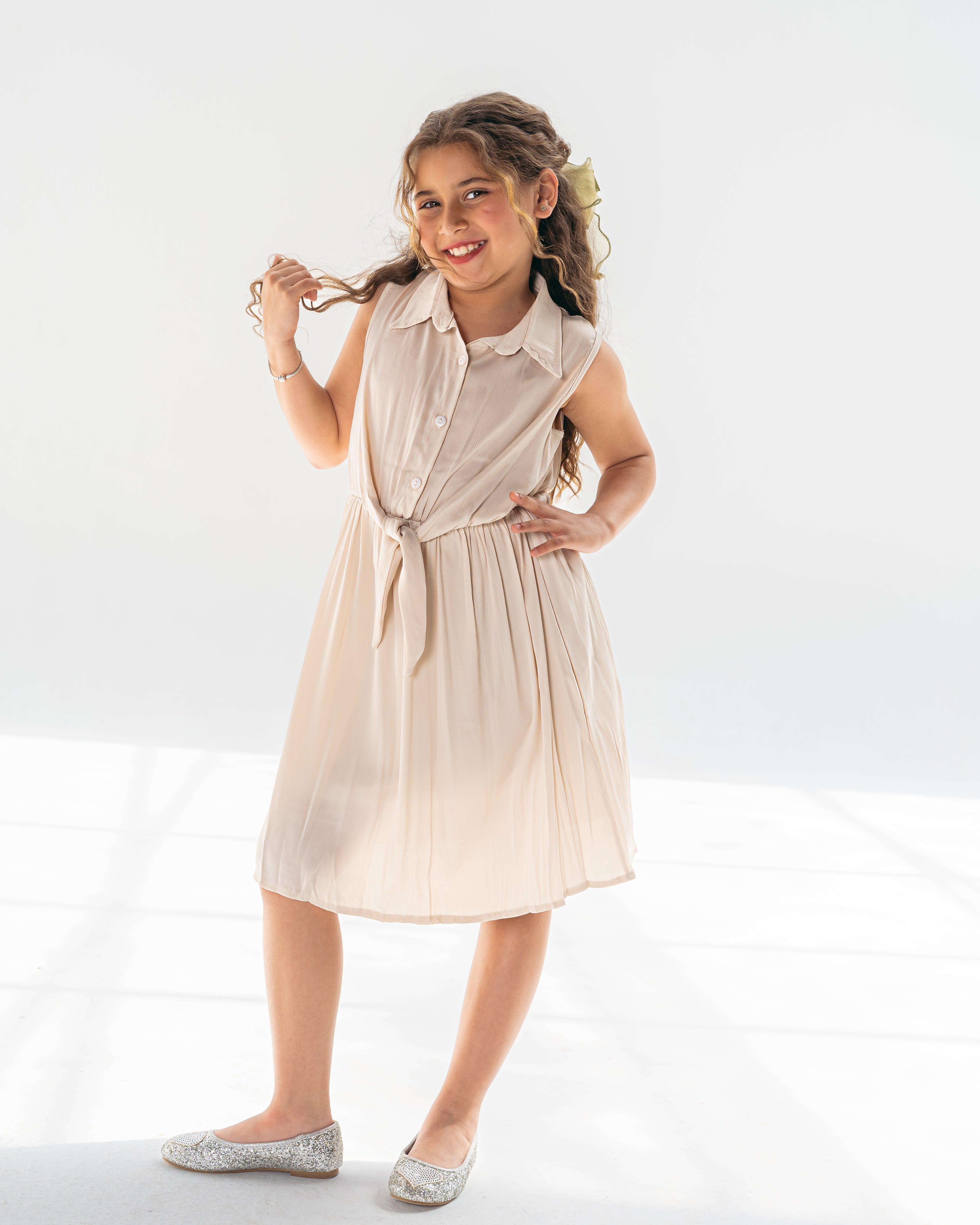 Silk Dress -Beige