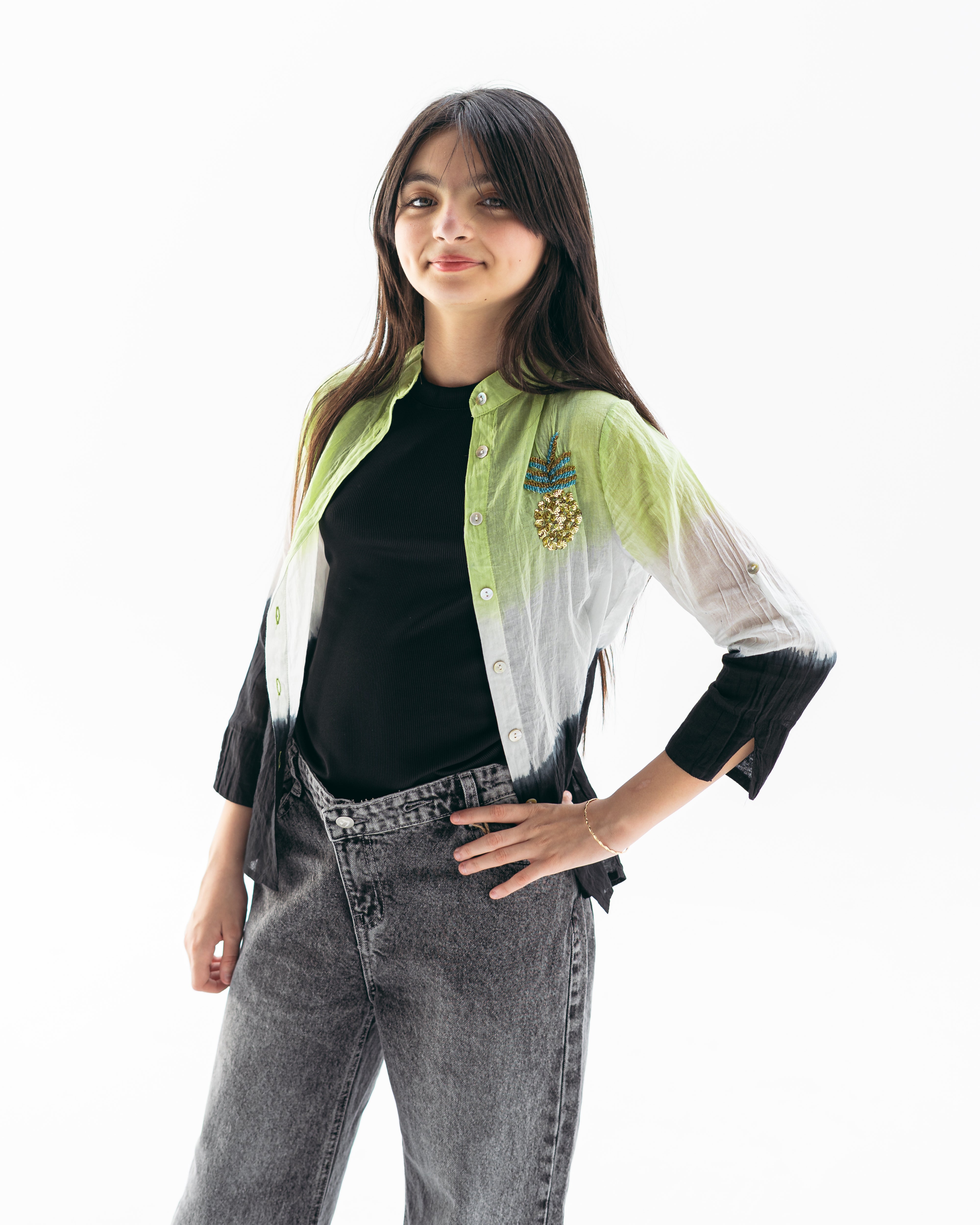 vibrant pineapple shirt-lime