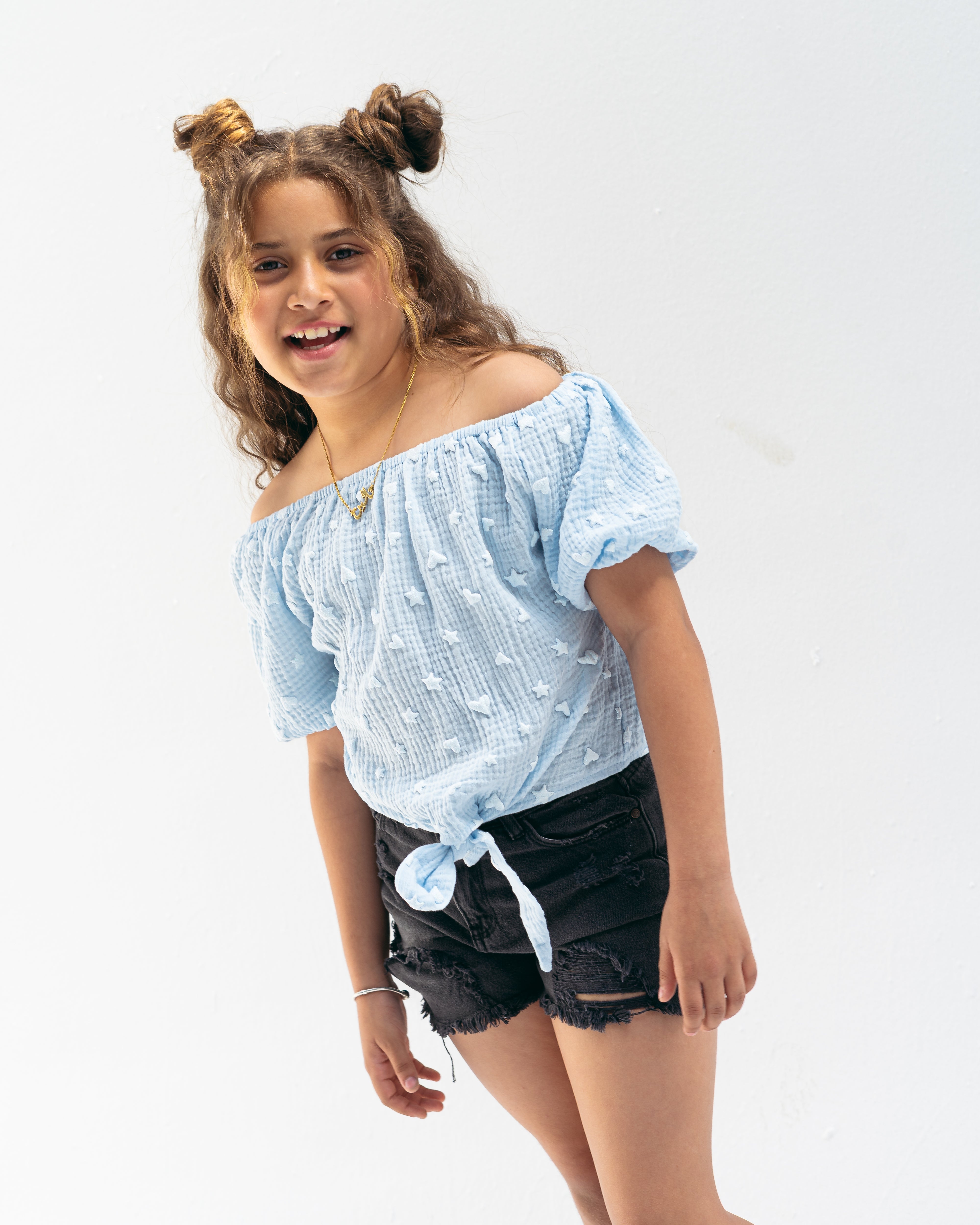 mini heart top-blue