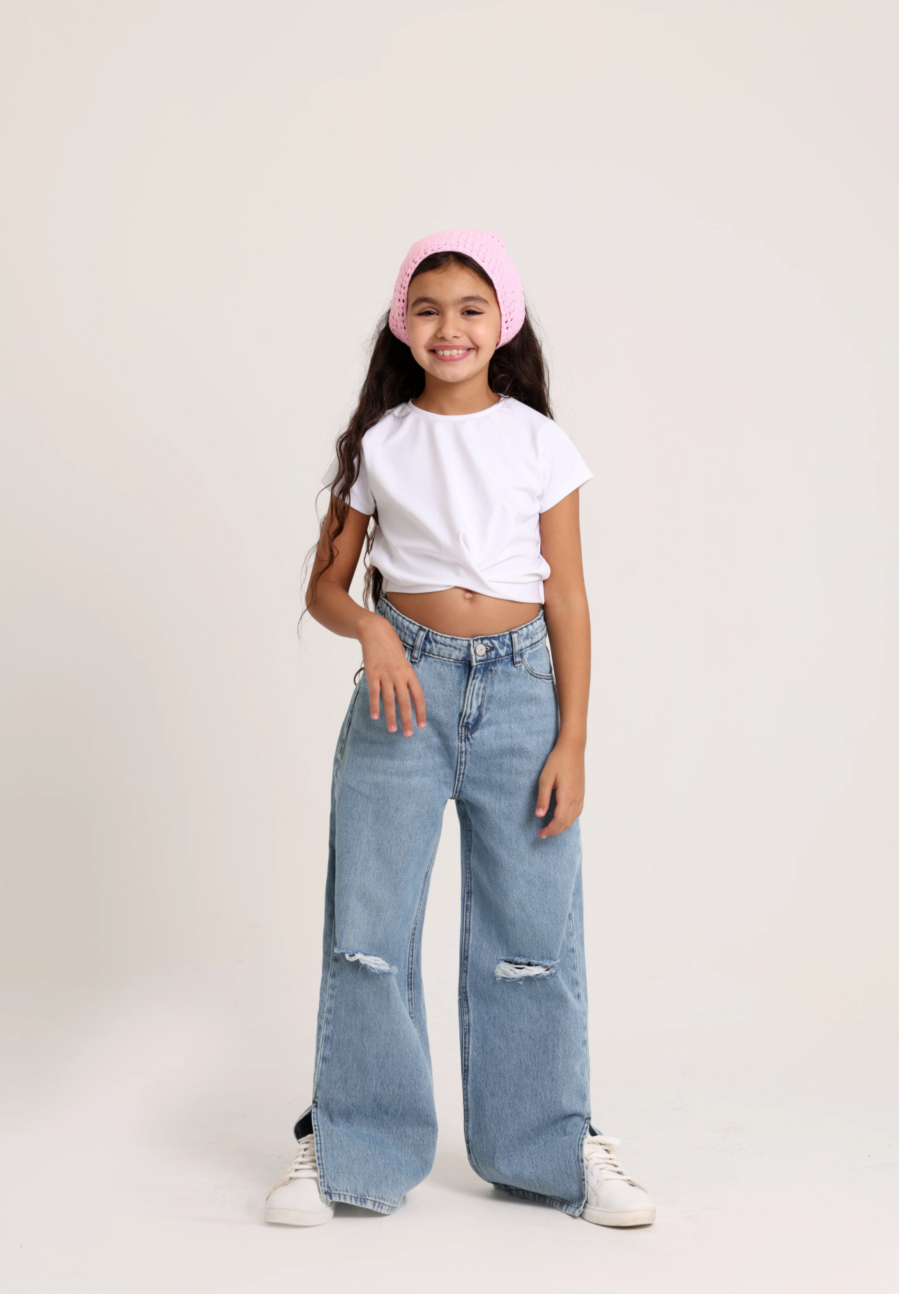 Ripped Knee Wide Leg Jeans