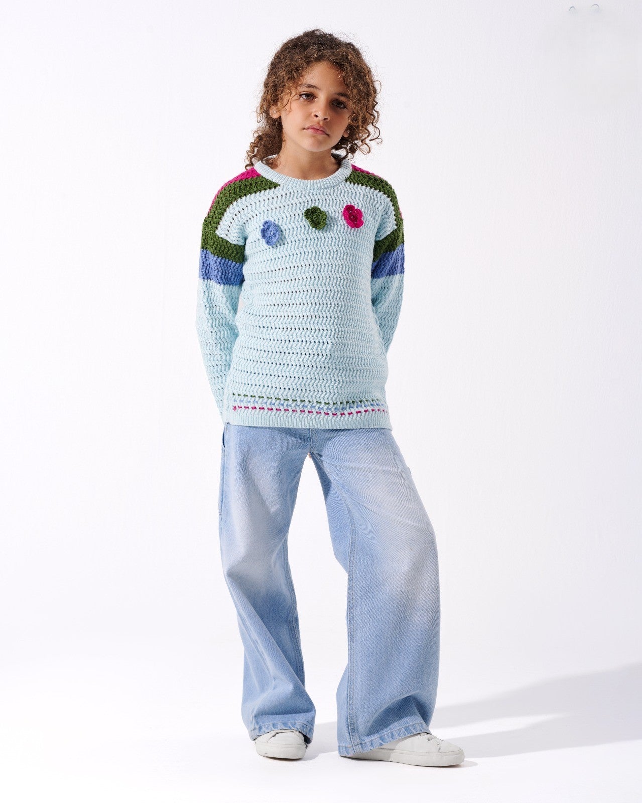 Flowered knitwear Top