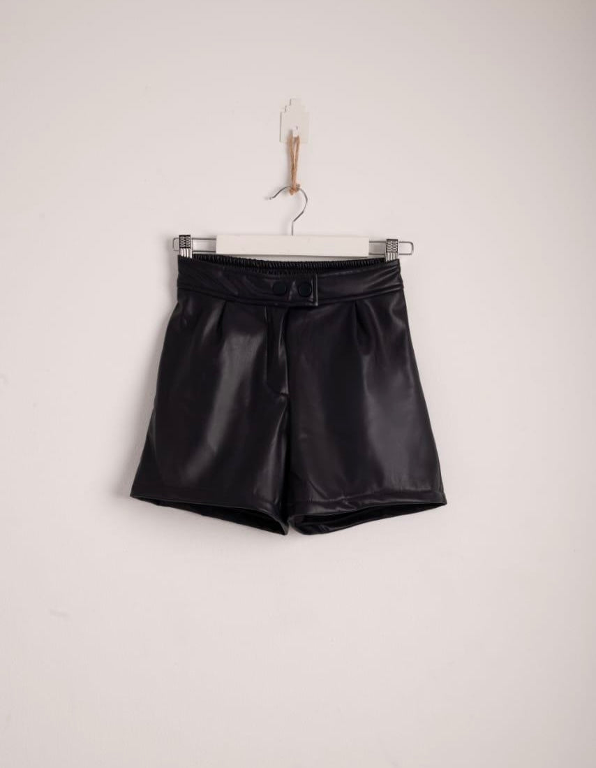 Leather shorts - black